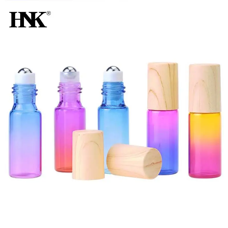 5 stücke Dicke Glas Roll Auf Flaschen 5 ml Farbverlauf Leere Flasche Roller Ball Flasche Für Ätherisches Öl Reise kit Image