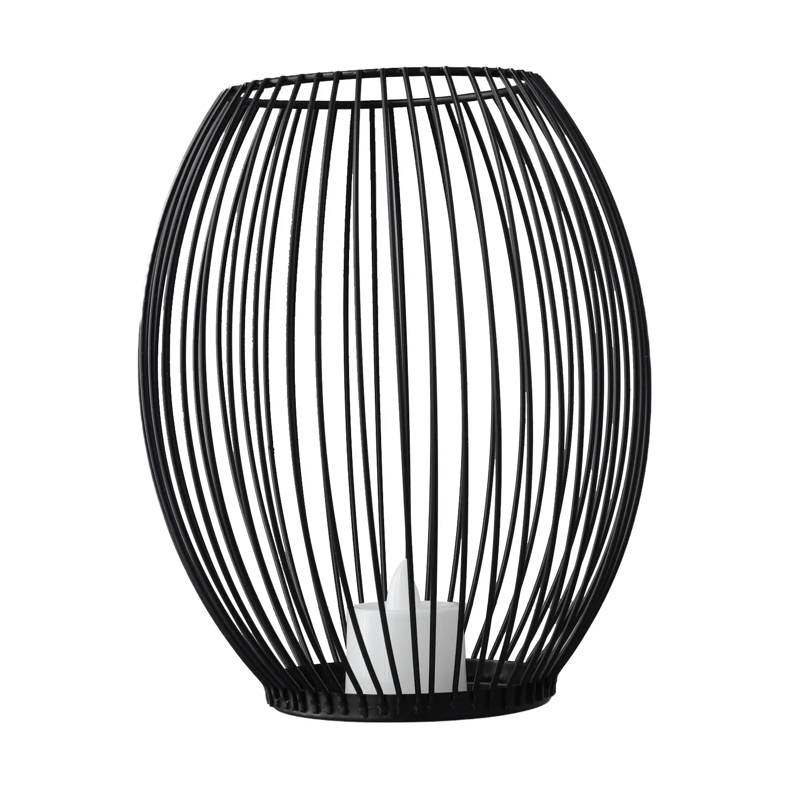 Vielseitige Schwarze Hohle Drahtlaterne aus Eisen für Geburtstage und Meditation, Rostbeständig, mit Mehreren S-Noten, als Wohndekoration Image