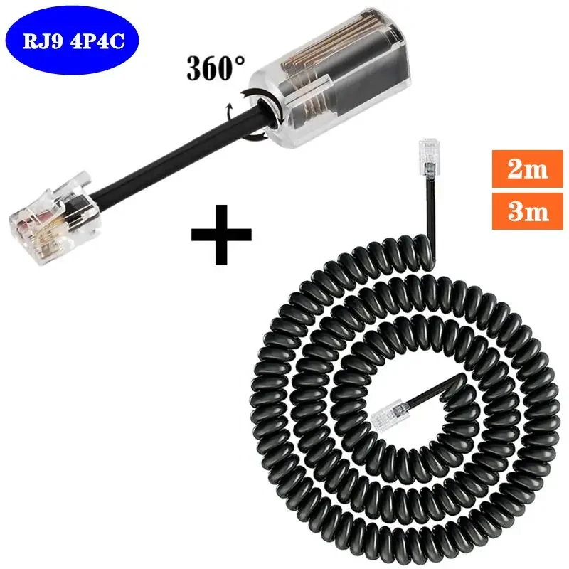 Telefonkabel Anti-Wicklungsgerät RJ9 4P4C Griffdraht Anti-Wicklungsgerät mit RJ9 Federdraht Spule Telefonempfängerkabel Image
