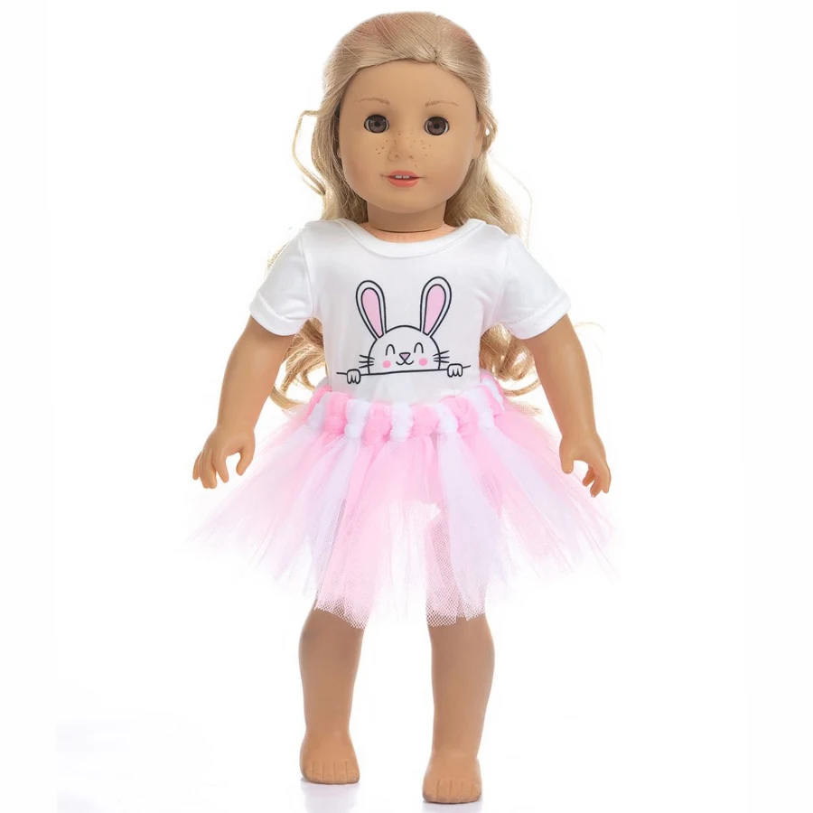 Puppe Kleidung Kaninchen Muster Kurzen Rock 18 Zoll/45 cm Wiedergeburt Puppe American Girl Puppe Frühling Kleidung Zubehör mädchen Spielzeug Geschenk