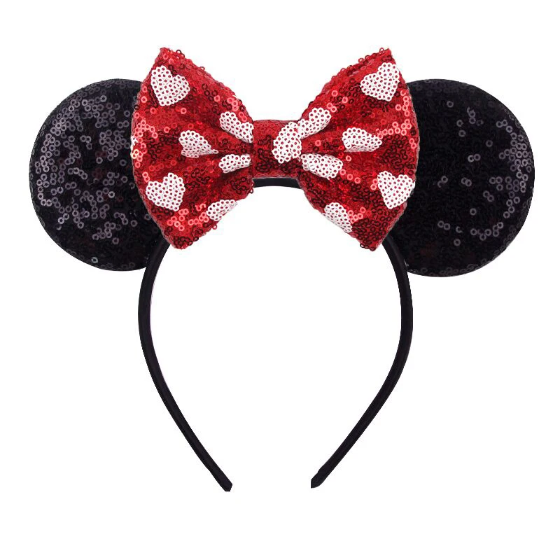 1pc Süße Disney Prinzessin Haarband Liebe Sparkle Bogen Maus Ohr Haar Hoops für Valentinstag Party Tragen frauen haar Zubehör Image