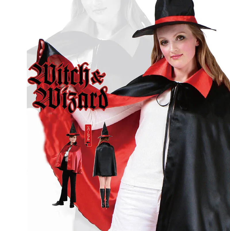Erwachsene Kinder Zauberer Zirkusdirektor Halloween Schal Hexe Vampir Cosplay Performance Kostüm Set Hut Cape Party Requisiten Mottoparty Image