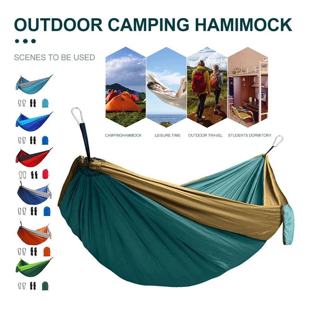 Neue Tragbare Outdoor-Camping-Hängematte für eine Person mit farblich passender Nylon-Hängematte, hochfestes Fallschirm-Stoff-Hängebett