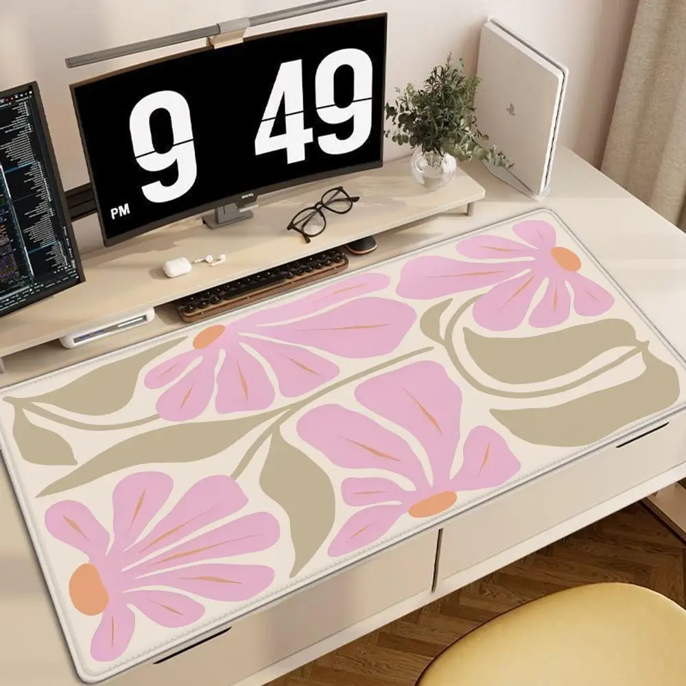 Großes Computer-Mauspad, 90 x 40, rosa, abstrakte Blume, Schreibtischunterlage, Geschenk, Game Player, Desktop-Zubehör, Tastatur-Schutzpolster Image