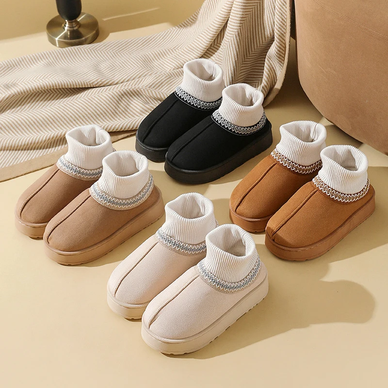Winter Casual frauen Hausschuhe Hause Plüsch Elegante Plattform stiefeletten weibliche Luxus Designer Frau Schuhe Indoor outdoor Wohnungen