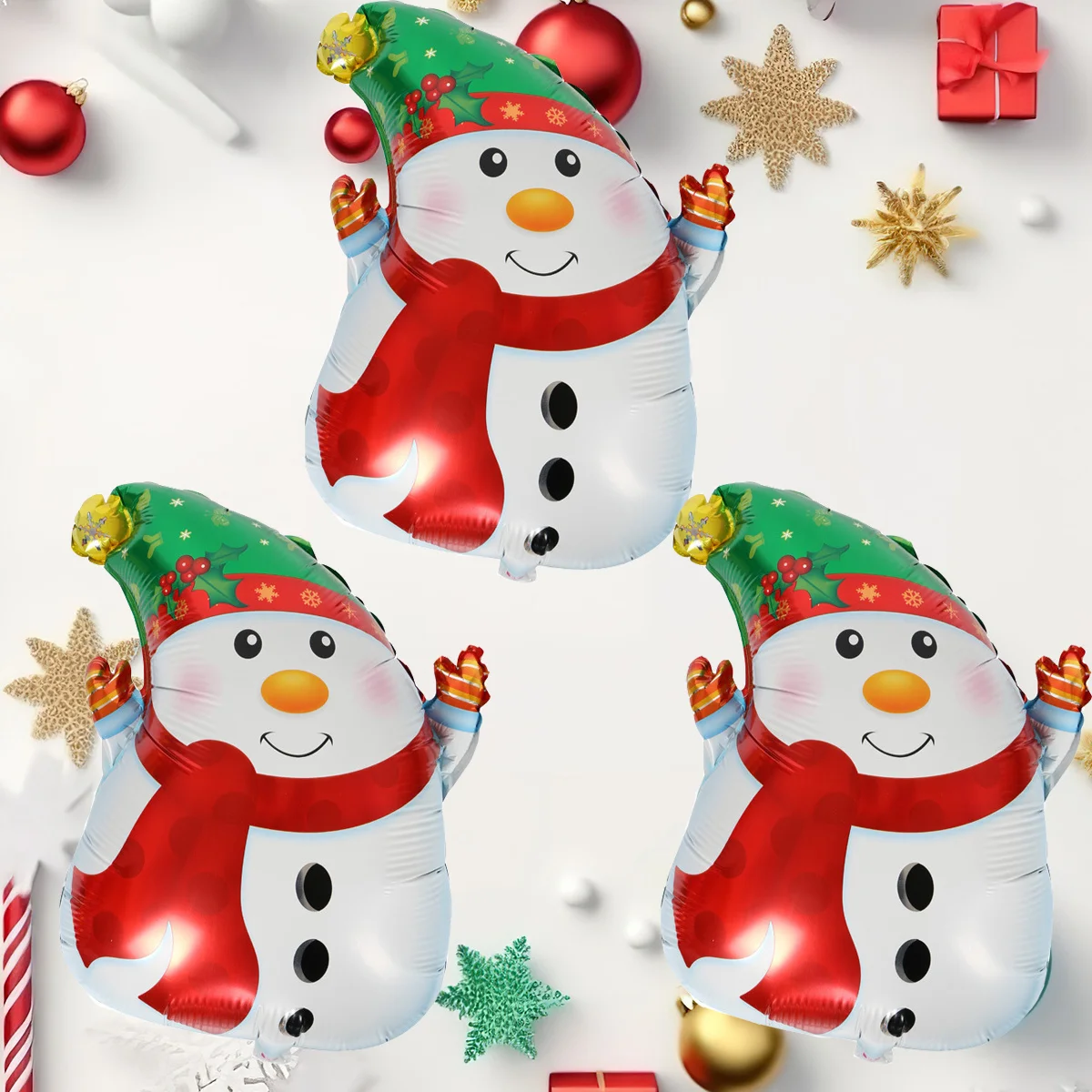 3 Stück Schneemann-Form-Folienballons, Weihnachtsdekoration für Zuhause, Partyzubehör Image