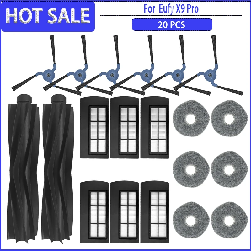 Rollens eiten bürste Hepa Filter Mopp Tuch wasch bar für Eufy X9 Pro Roboter Vakuum Ersatzteile Vakuum Wisch pad Image