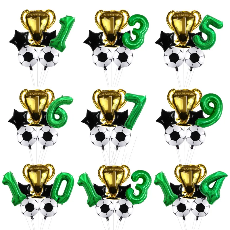 32 Zoll grüne Ziffernzahl Globos Fußball Helium Ballons Trophäe Ballon Kindergeschenke Geburtstag Party Dekorationen Kinder Image