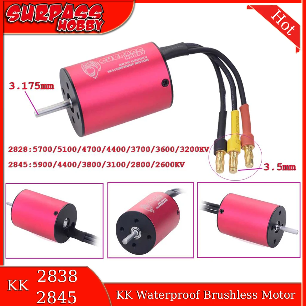 Übertreffen hobby kk 3,175 2800kv 4400kv wasserdichter bürstenloser motor mm welle für wtloys remo hobby xlh timaya redcat rc auto