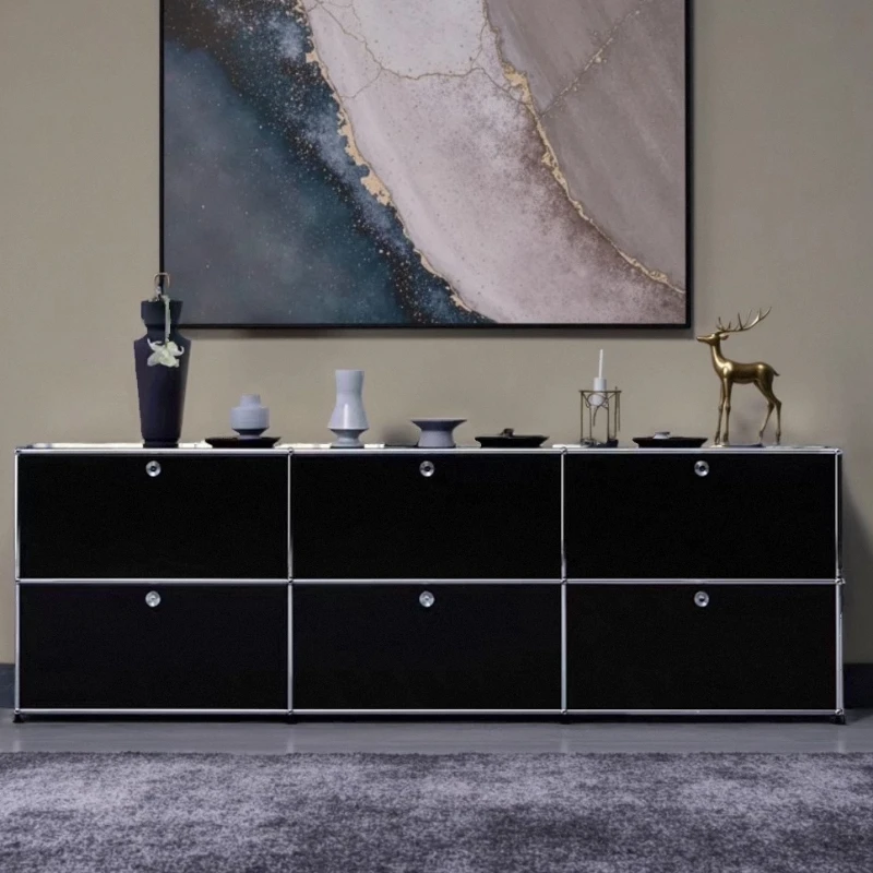 Lagerung Wohnzimmer Möbel multifunktionale nordische schwarze Esszimmer bequeme Sideboard offene Schrank Modul Kombination Schrank Image