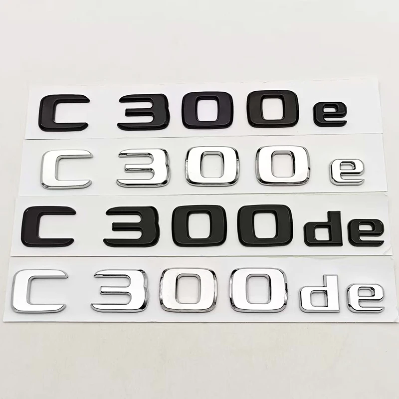 Neue 3D ABS Chrom Schwarz Auto Styling Logo C300e C300de Abzeichen Hinten Stamm Emblem Aufkleber Aufkleber Für Mercedes Benz C300e C300de W206 Image