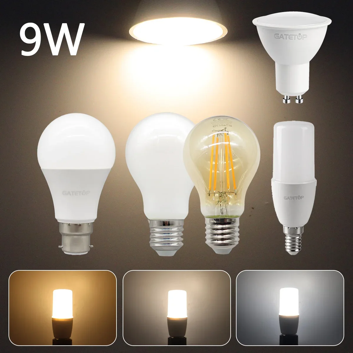 2PCS B22 E14 GU10 Retro Edison Vintage Lampe Kein Flimmern LED Glühlampe Spot Licht AC110V 220V Glühbirne glas Birne