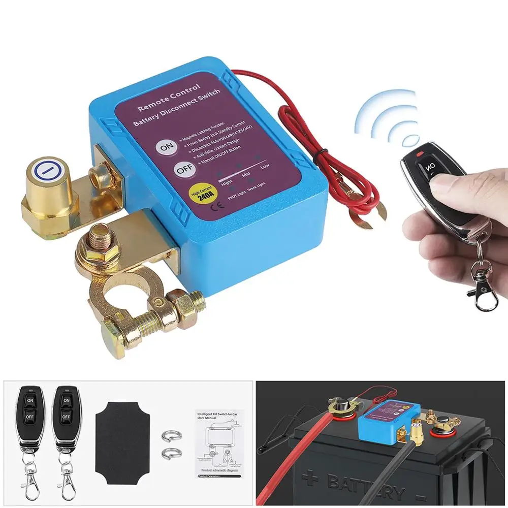 Neue 12V 240A Auto Batterie Trennschalter Schnell Cut-off Fernbedienung Power Cut Off Kill Schalter Schutzhülle Batterie benutzerdefinierte Image