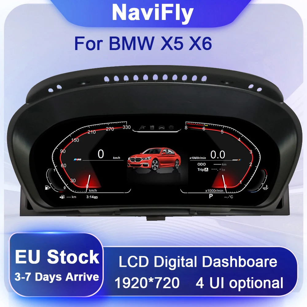 NaviFly 12,3 Zoll LCD Digitales Armaturenbrett für BMW X5 E70 X6 E71 2006-2013 CCC CIC / F15 F16 2013-2017 NBT EVO Instrumententafel Virtuelles Cockpit Tachometer Image