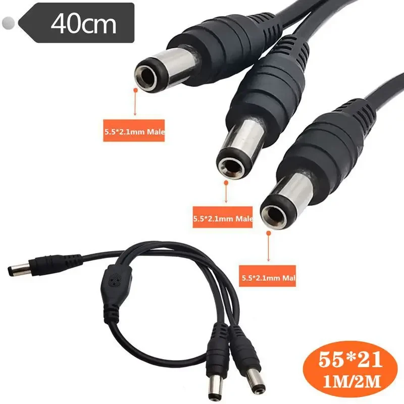 Gleichstrom 5,5mm * 2,1mm Netz kabel 19V 24V 0,4, eine Buchse, zwei Stecker 1m/2m Gleichstrom anschluss leitung Gleichstrom adapter leitung m Image