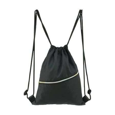 Drawstring Backpacks Bulk String Bag Cinch Sack Pack Storage Knapsack Polyester Gift Bags Sports Drawstring Bags for Trip Gym Party Bags(Black)