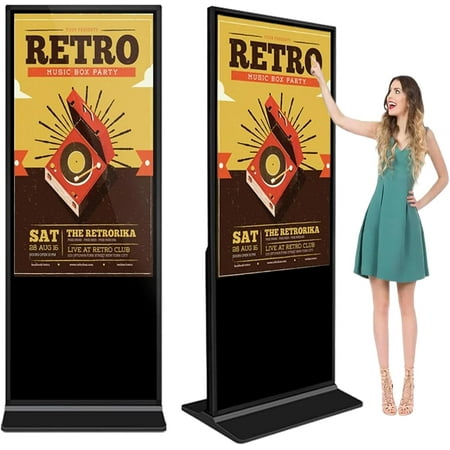 65 Digital Signage Displays 4K Touchscreen Kiosks Advertizing Screen IPS Full HD LCD Screen Floor Standing Digital Interactive Display with WiFi HDMI/USB Input Auto AD Player Android OS