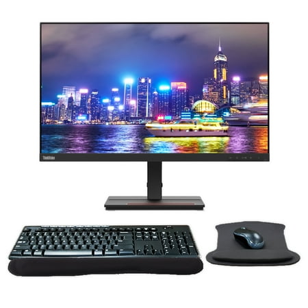 Lenovo ThinkVision S24e-20 23.8 Full HD WLED LCD Monitor Bundle with FreeSync 1920 x 1080 Vertical Alignment HDMI-VGA Raven Black Gel Pads and MK270 Wireless Keyboard and Mouse Combo