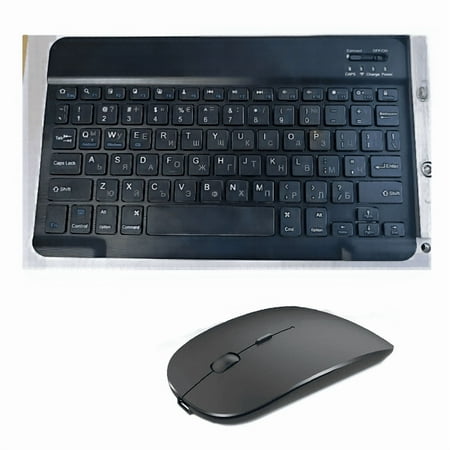 Spanish & English Bluetooth Wireless Keyboard and Mouse Set - Compatible with iPad Mac PC Tablets Phones & Laptops 10-inch