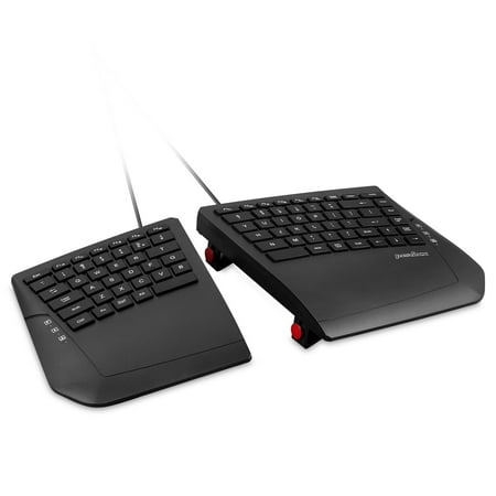 Perixx PERIBOARD-524B US [Firmware Updated] Wired Ergonomic Split Keyboard - Adjustable Tilt Angle - Low Profile Membrane Keys - Black - US English