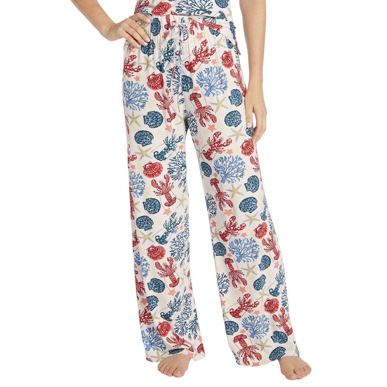 Masseys Sweet Dreams Pajama Pant (Size 5X) White/Lobster/Nautical, Elastine,Viscose