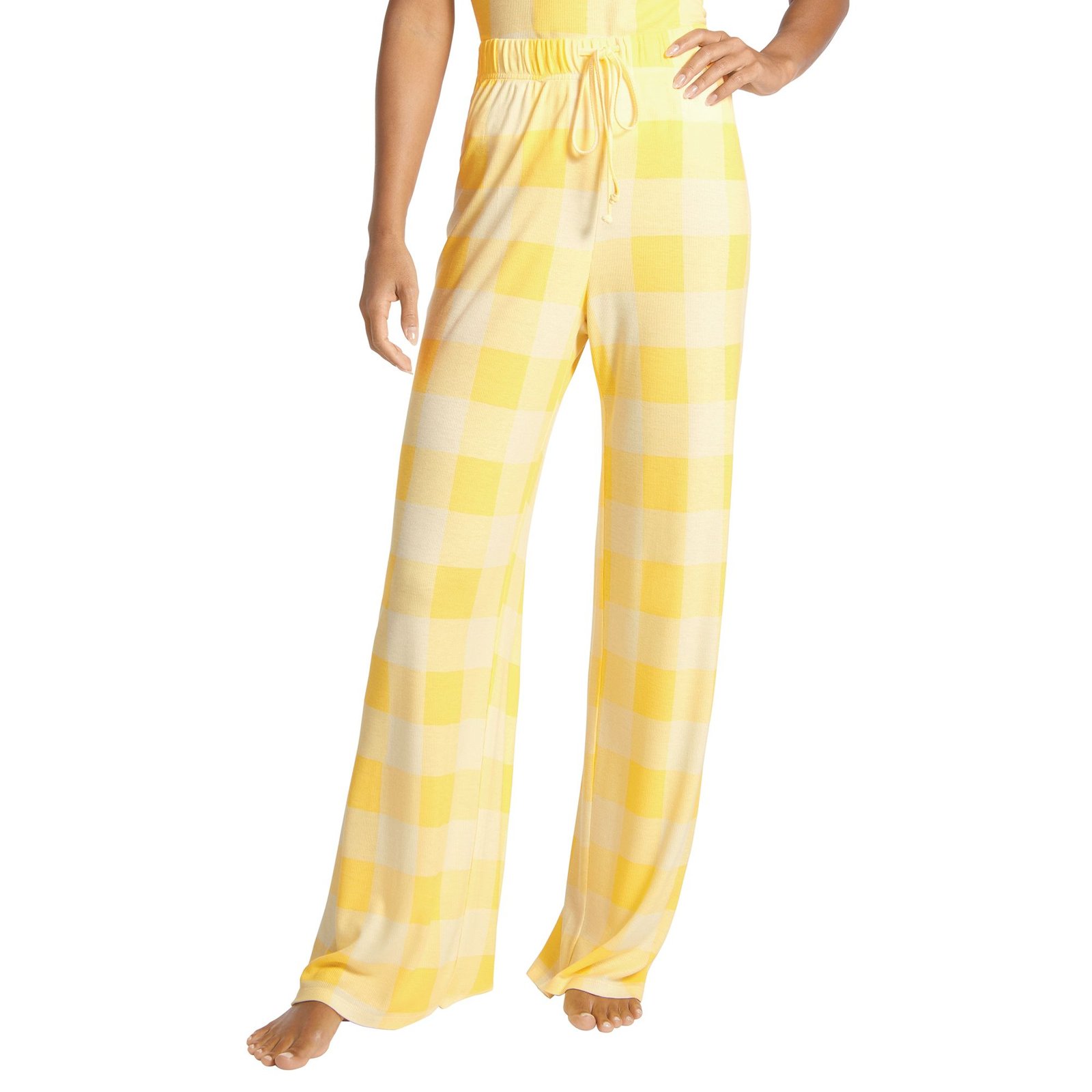 Masseys Sweet Dreams Pajama Pant (Size 3X) Yellow/Cream/Gingham, Elastine,Viscose