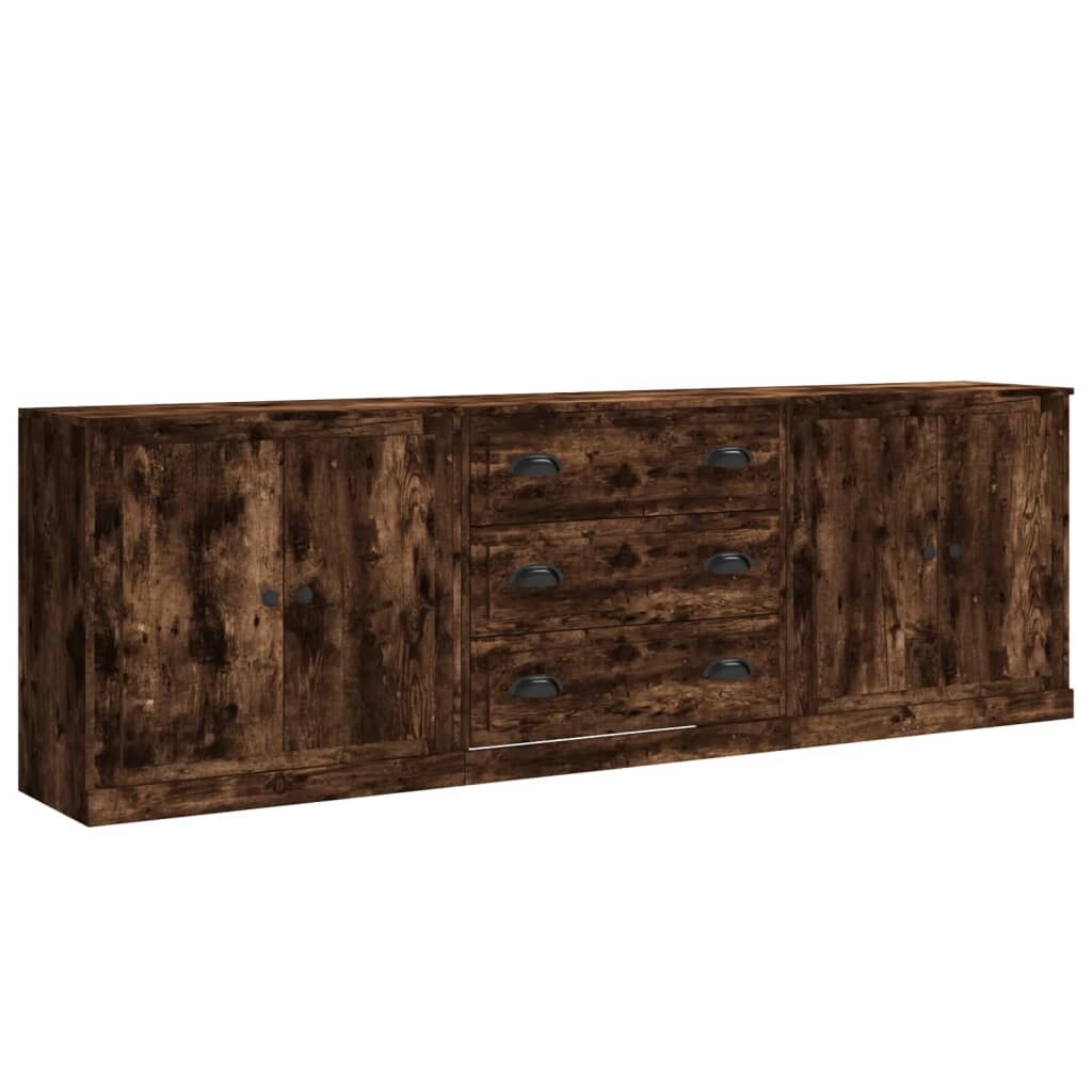 vidaXL Sideboards 3 Stk. Räuchereiche Holzwerkstoff Image