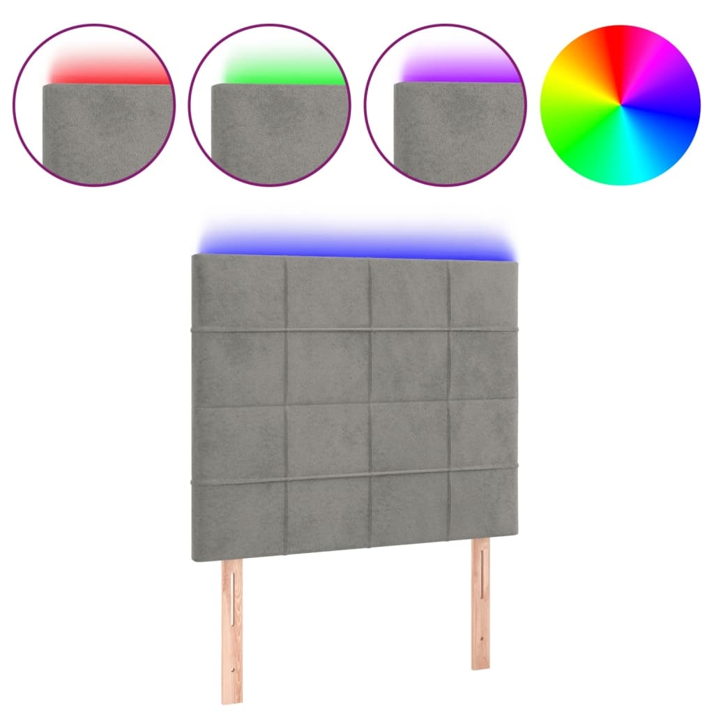 vidaXL LED Kopfteil Hellgrau 100x5x118/128 cm Samt Image