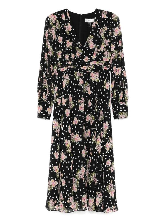 Printed Midi Dress - Black - Nissa Dresses