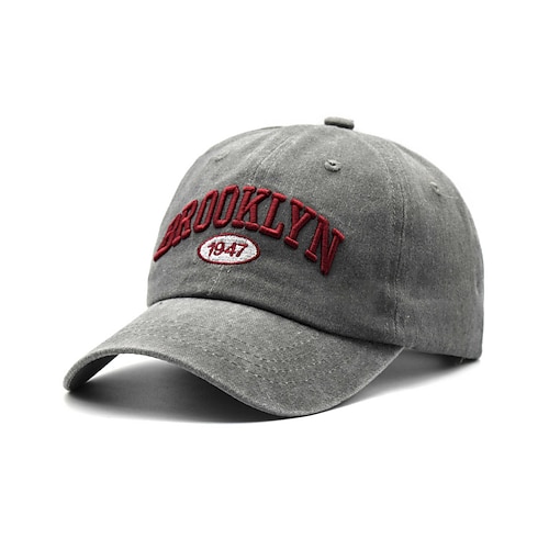 Brooklyn 1947 Baseballkappe für Damen Herren-Dad-Cap im Vintage-Brooklyn-Stil mit gestickten Buchstaben, tiefe Passform, großer Kopfumfang, Sonnenschutz, verstellbar, aus Baumwolle Image