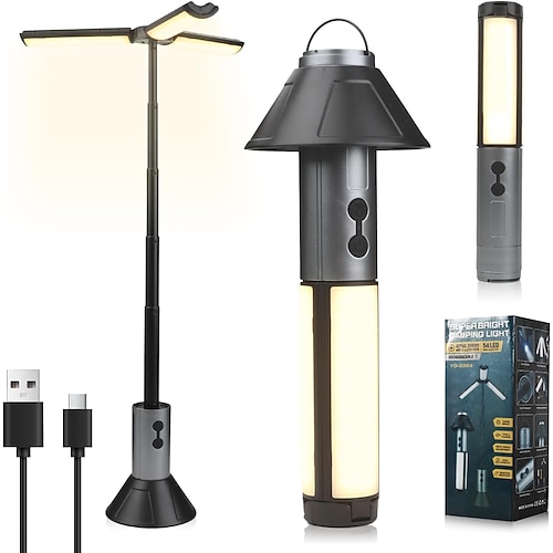 Teleskop-Campinglaterne, wiederaufladbare Dekorationsleuchte für den Außenbereich, Hängeleuchte, Thekenlampe mit Fuß, Teleskop-Taschenlampe, Sicherheitswarnleuchte, USB-C-Schnellladefunktion Image