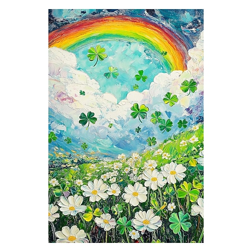 2er-Pack irische St. Patrick's Day Gartenflaggen, Glücksgras-Motiv, Leinen, doppelseitig bedruckt, Dekoration für den Innenhof Image