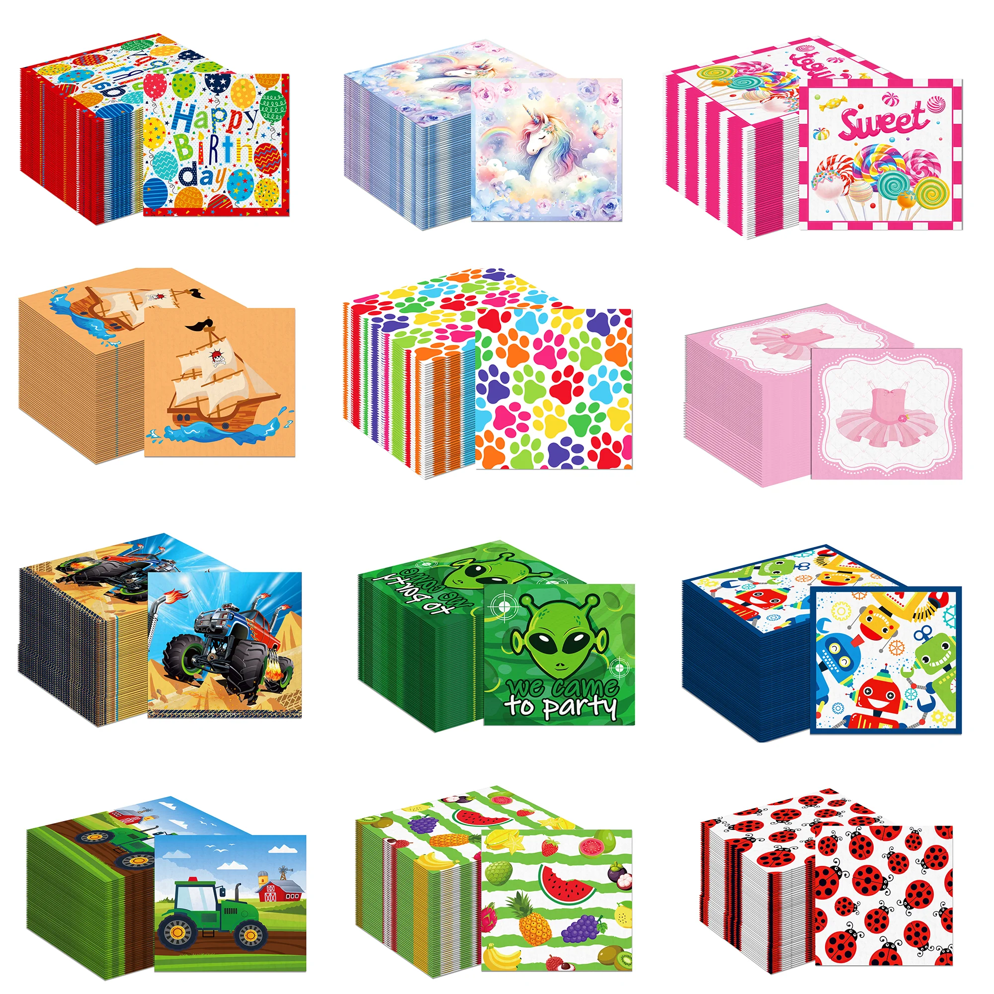 20/40/60 Stück Servietten für Geburtstagsfeier, Einweggeschirr, Abendessen, Papierservietten, Taschentücher ‌ Esszimmer ‌ Dekor für Kindergeburtstag Image