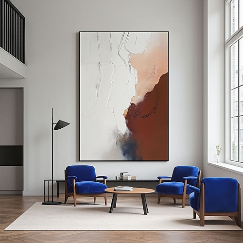 Wabi-Sabi abstrakte Wandkunst, großes weiß-braunes minimalistisches Gemälde, braune Wandkunst, braune Texturmalerei, braun-graues abstraktes Gemälde Image