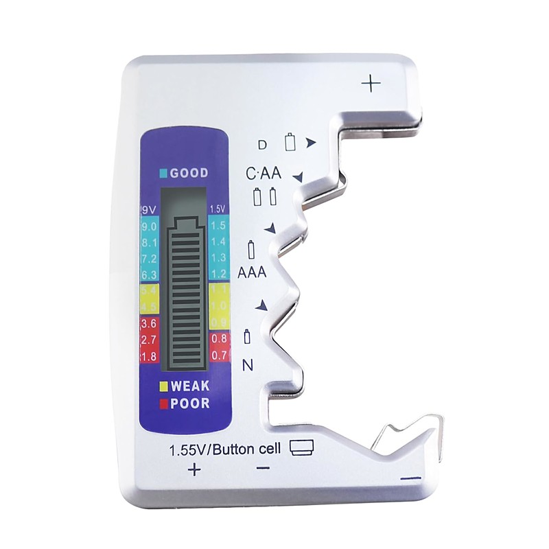 Battery Tester Universal Battery Checker with LCD Display Digital Multi Purpose Small Battery Checker for All Battery C AA AAA D N 9V 6F22 1.5V Button Cell Batteries