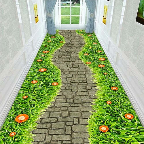 Läuferteppich mit 3D-Optik, 2D-Flachdruck, geeignet für Wohnzimmer, Schlafzimmer, Flur, Korridor, individuell gestaltbar, rutschfest, für Küche und Eingangsbereich. Image