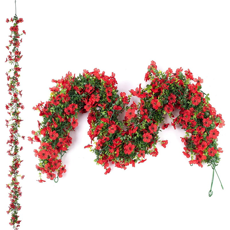 Artificial Flowers Garland Ivy, 4 Pack 5.9 FT Decorations UV Resistant Fake Daisy Vine Silk Hanging Flower for Home Garden Wedding Spring Decor Photo Booth Backdrop