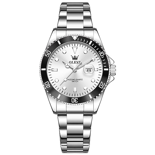 Geschenk zum Muttertag OLEVS Damen Quarz-Uhr Kreativ Minimalistisch Luxus Casual Kalender Datum Wasserdicht Dekoration Edelstahl Armband Uhr