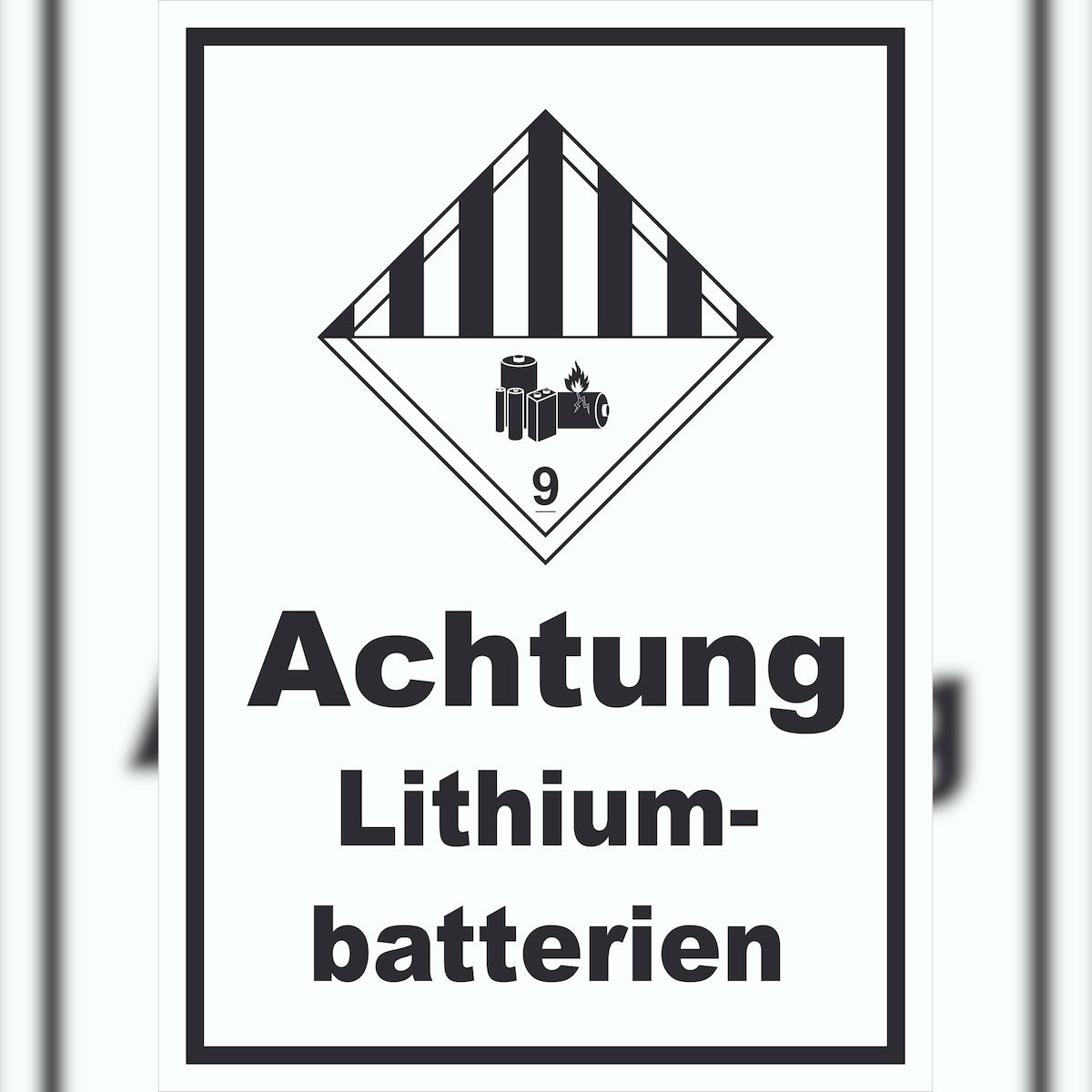 HB-Druck Schild Achtung Lithiumbatterien Gefahrgutklasse 9a hochkant A6 Rückseite selbstklebend Image