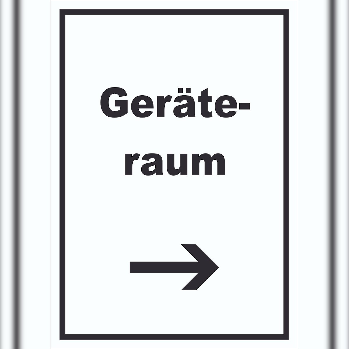 HB-Druck Geräteraum Schild mit Text und Richtungspfeil rechts Schuppen hochkant A3 Rückseite selbstklebend Image