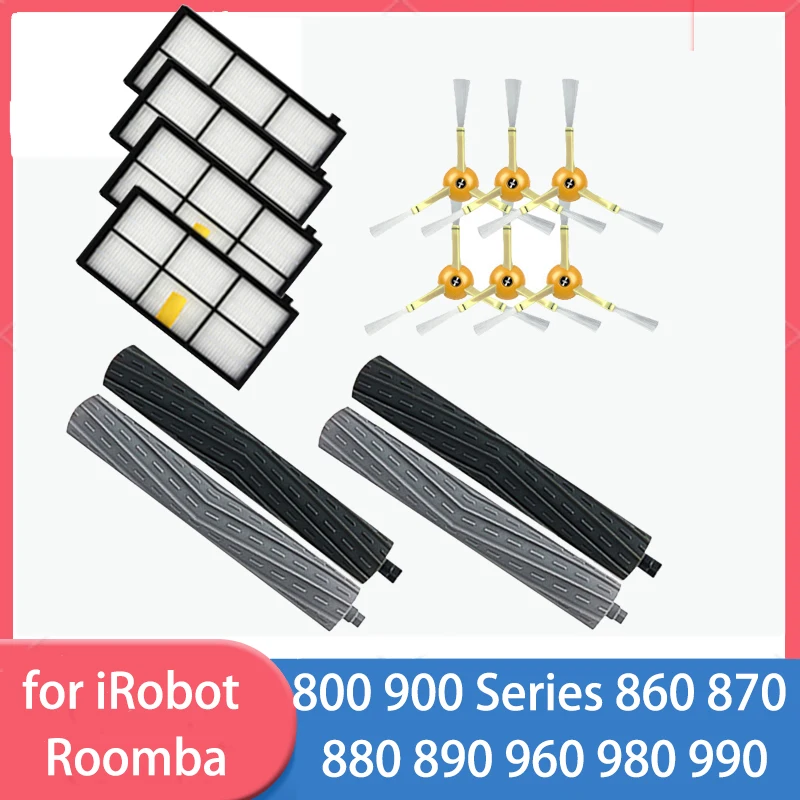 Für iRobot Roomba 960 900 891 800 Serie Zubehör Ersatzteile Staubsauger Nachfüllset Gummi Seitenbürste HEPA-FILTER Image