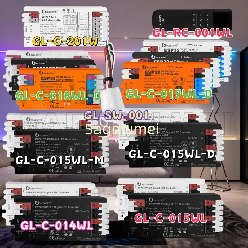 ESP32 WLED LED Controller Mic Musik RGB IC Digital Lichter Adressierbare String Beleuchtung Für WS2811 WS2812B WS2815 SK6812 GLEDOPTO Image