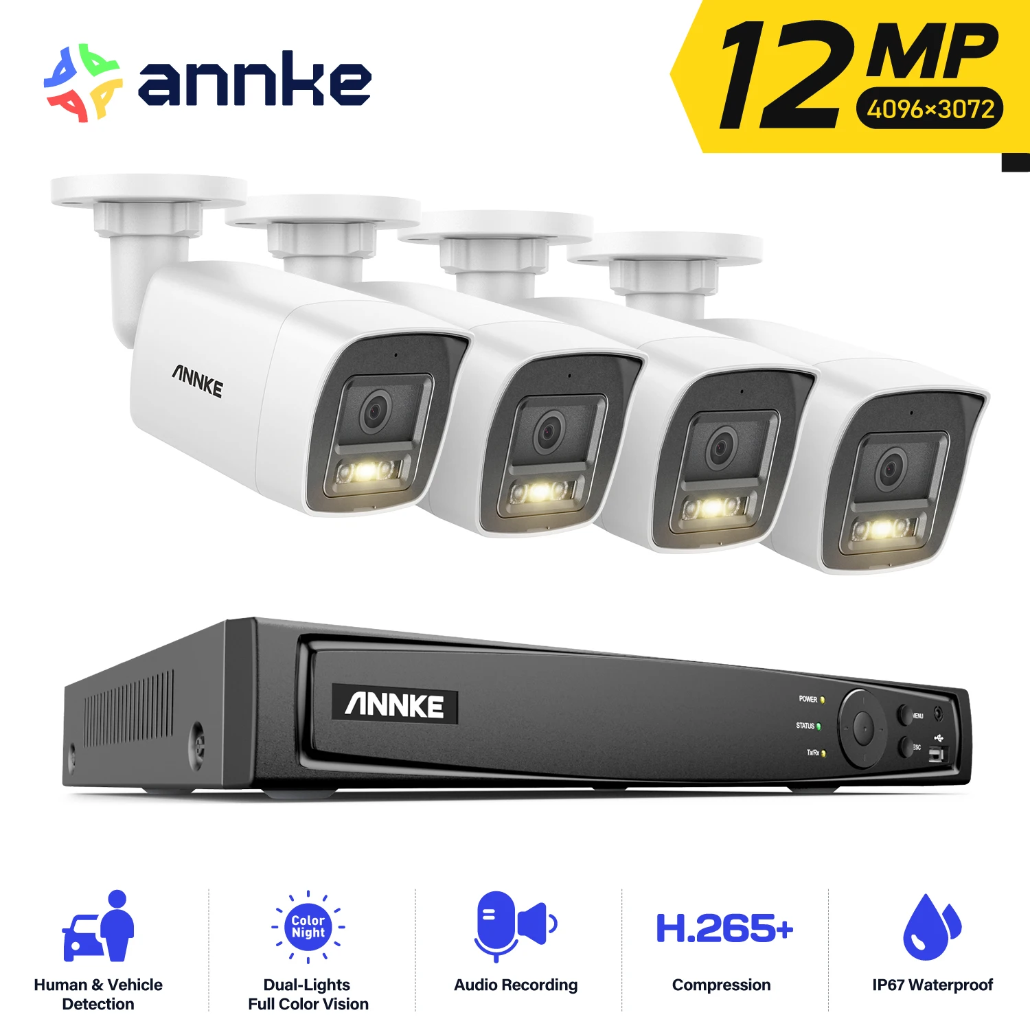 ANNKE 4K POE Videoüberwachungssystem 8CH NVR mit 8MP 12MP Sicherheitskameras CCTV Kit Audioaufnahme IP-Kamera Zwei-Wege-Audio Image