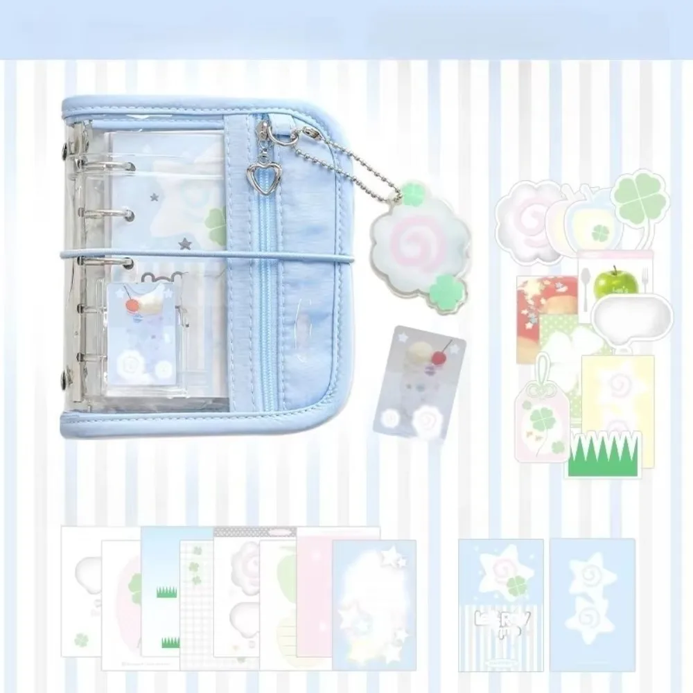 Niedliches Retro-M5-Binder-Cartoon-Scrapbook mit Kleeblatt-Motiv, buntes Tagebuch im Ins-Stil mit Anhänger, Fotokarten-Album-Set Image