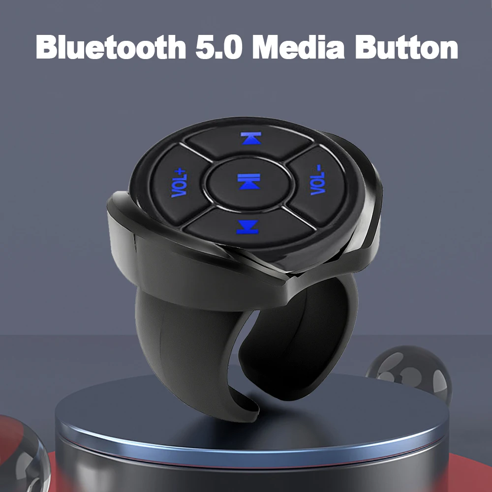 Drahtlose Bluetooth 5.0 Fernbedienung Media Button Auto Motorrad Fahrrad Lenkrad Musik Spielen für IOS Android Telefon Tablet Image