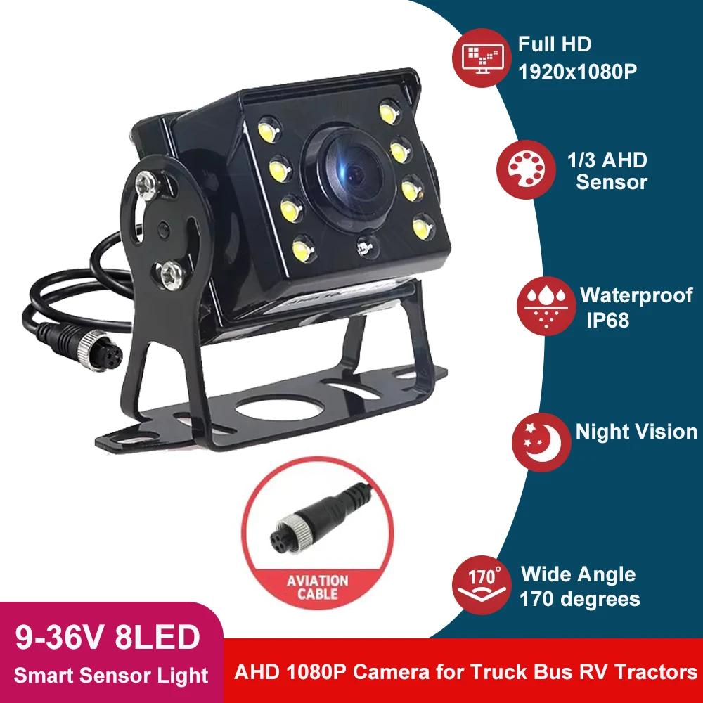 170 ° AHD 1920*1080P High Definition Lkw Sternenlicht Nachtsicht Rückfahrkamera Für Lkw Bus RV Traktoren Image