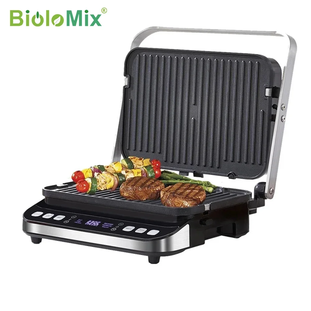 BioloMix 2000 W digitaler Kontaktgrill mit 180 Grad offenem Design, optionale Waffeleisenplatten für Panini-Grill und mehr Image