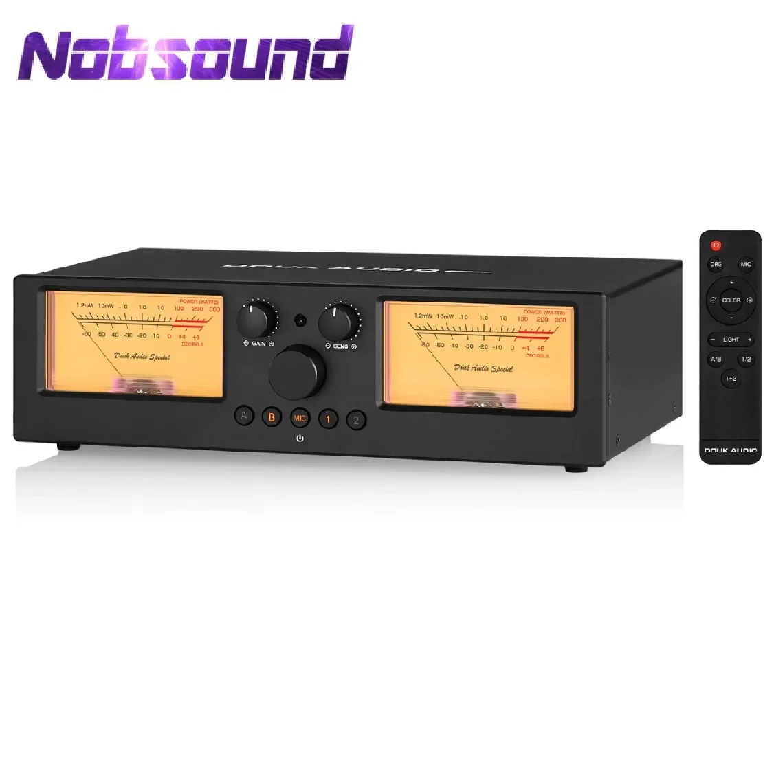 Nobsound VU3PRO Verstärker-/Lautsprecher-Wahlschalter mit VU-Meter 2-IN-2-OUT Switcher Box Image