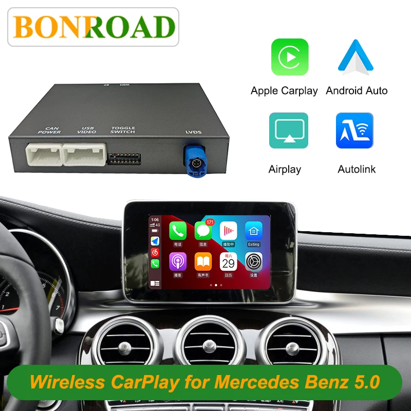 Bonroad Wireless Apple Carplay Android Auto Module For Mercedes Benz C/GLC/S Class W205 W253 NTG5.0 System Decoder Box Interface Image