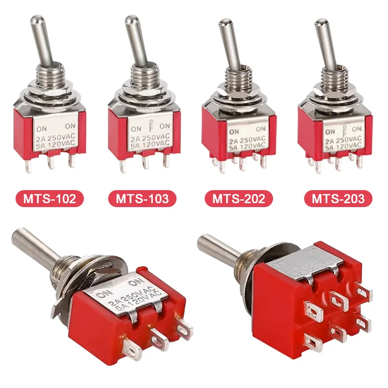 10Pcs Micro Kippschalter EIN-AUS-EIN 3Pins 6Pins 6mm Miniatur Schalter 6A Kippschalter mini Power-Taste Schalter Wasserdichte Kappe Image